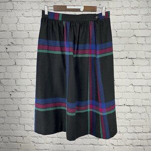 VTG Summit Sportwear Black Pleated Skirt Lined Plaid Retro Made In USA Size 10